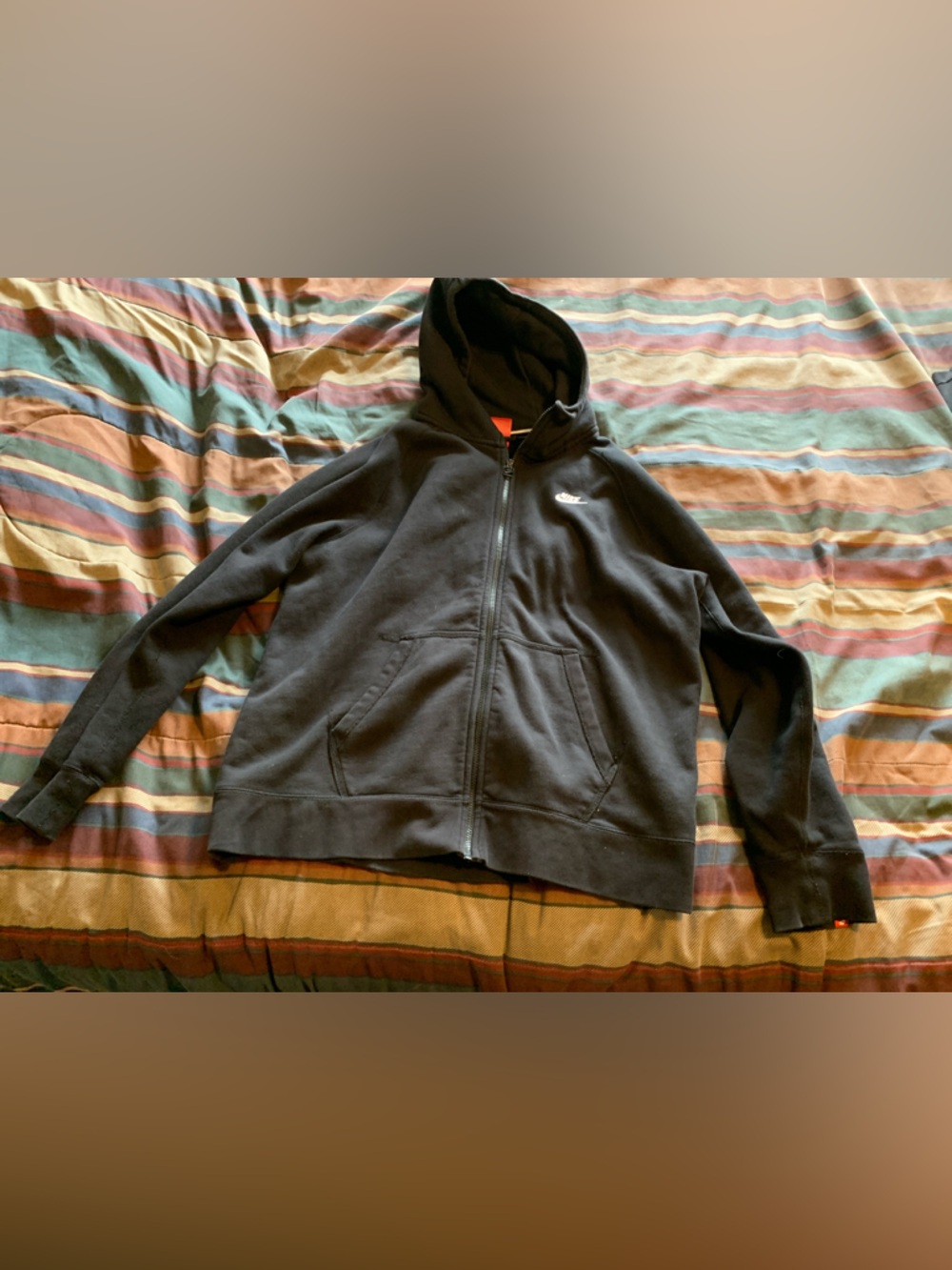 Nike Black Zip-Up Hoodie with White Swoosh